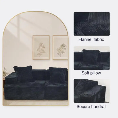 Compression Sectional Sofa with Comfortable Chaise, L-Shaped Sleeper Couch with Deep Seats, Minimalist Modular Couch for Living