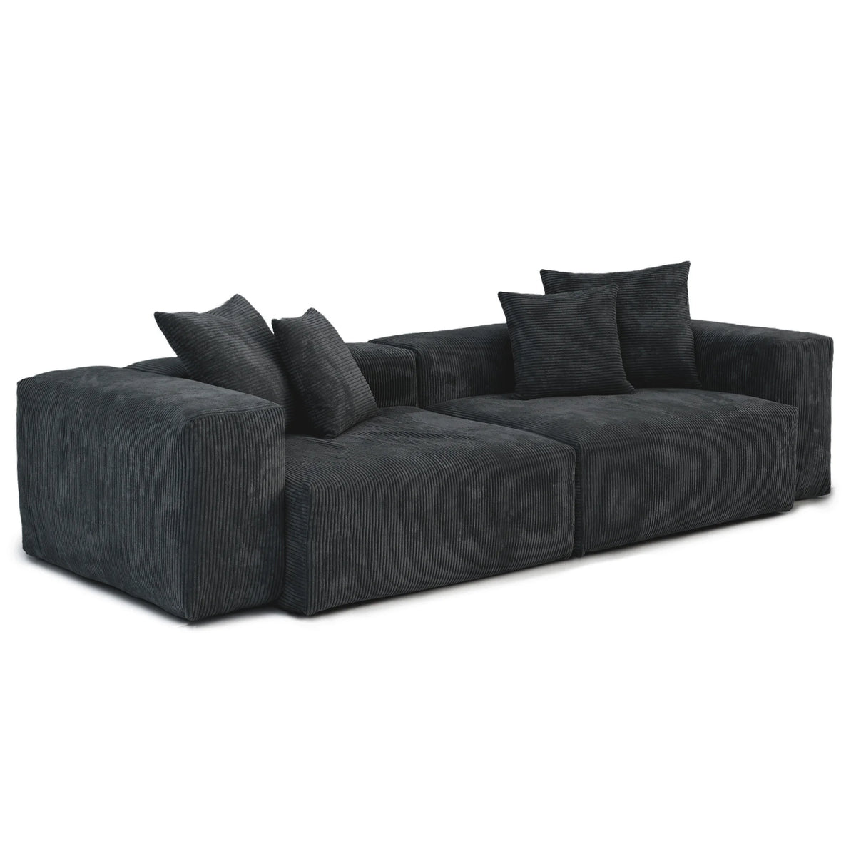 Modern Corduroy Fabric Sectional Couch with 4 Pillows 102