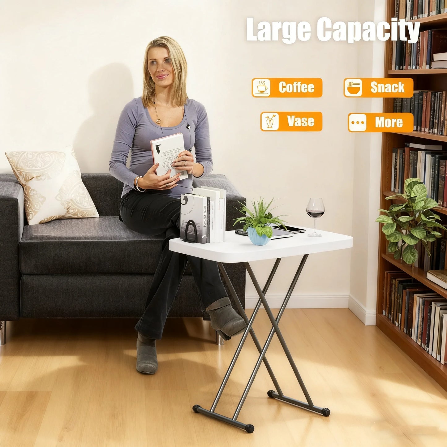 Adjustable Folding Table Portable Multi-height Folding Desk Camping Picnic Table Household Dining Table Steel Frame Table