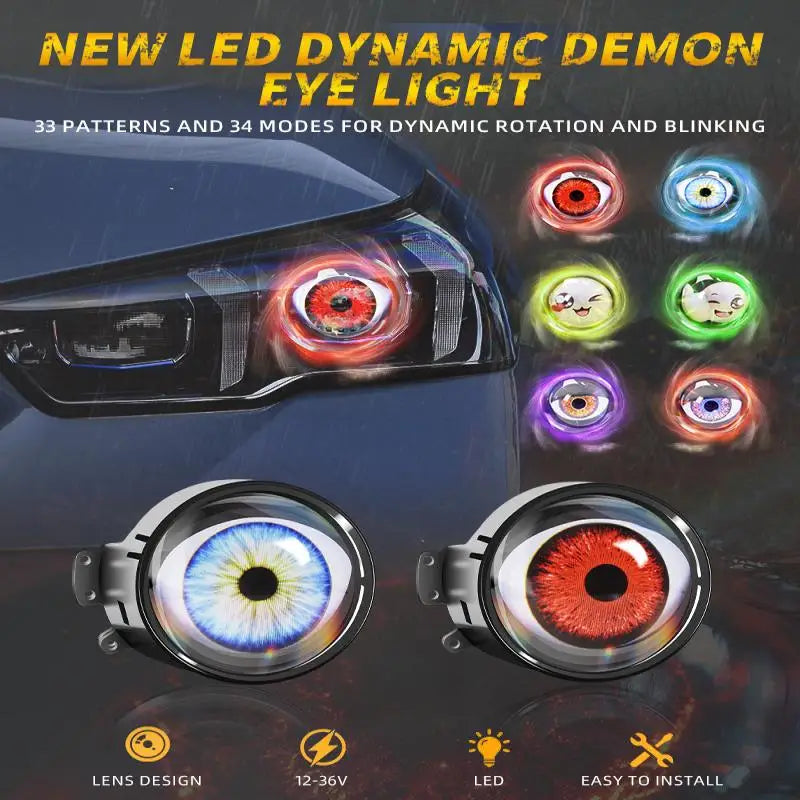 Car Devil Eye LED Headlight 6 Low Light Modes Control The Atmosphere In The Car Universal Motorcycle Lens Headlight