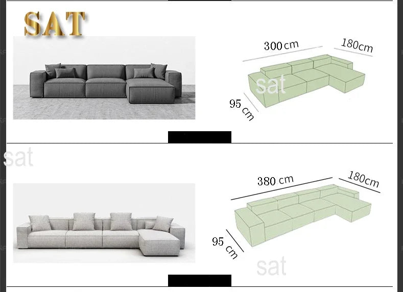 /Italian simple square multiperson combination sofa Nordic creative corner highend living room fabric sofa
