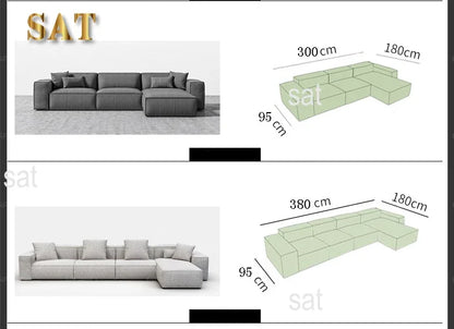 /Italian simple square multiperson combination sofa Nordic creative corner highend living room fabric sofa