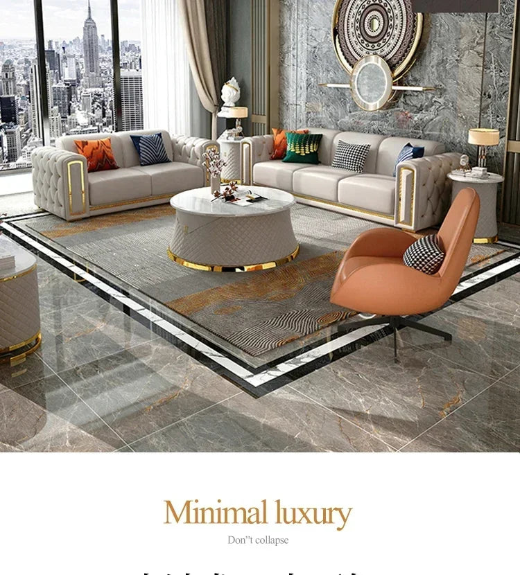 Custom Italian light luxury leather sofa living room combination size modern simple front American cowhide sofa