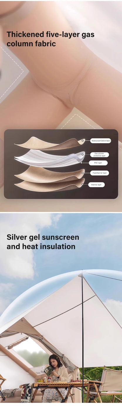 2025 New 2-in-1 Auto Inflatable Tent with Sunshade Waterproof Lightweight Pop-Up Camping Tent for Overnight Outdoor Instant Shel