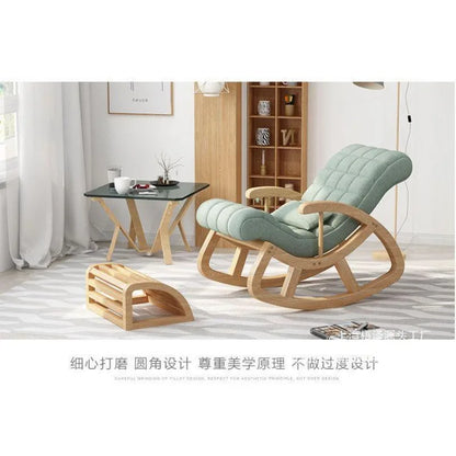 Solid wood rocking  leisure adult solid wood recliner nap chair balcony lazy sofa rocking  for middle-aged and e