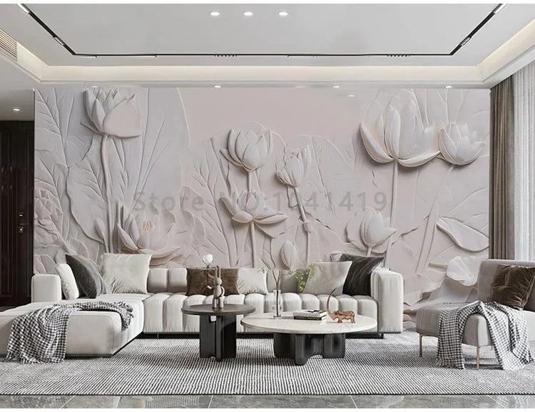 Custom Photo Wallpaper Modern Simple Art Lotus Flower Murals Living Room Bedroom TV Backdrop Wall Decor Luxury 3D Wall Papers