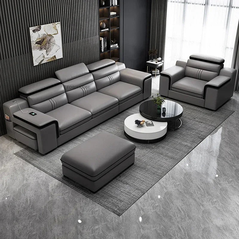 Luxury Leather Living Room Sofas Italian Home Sofa Bed Recliner Modern Designer Ergonomic Back Sofa Living Room Furniture