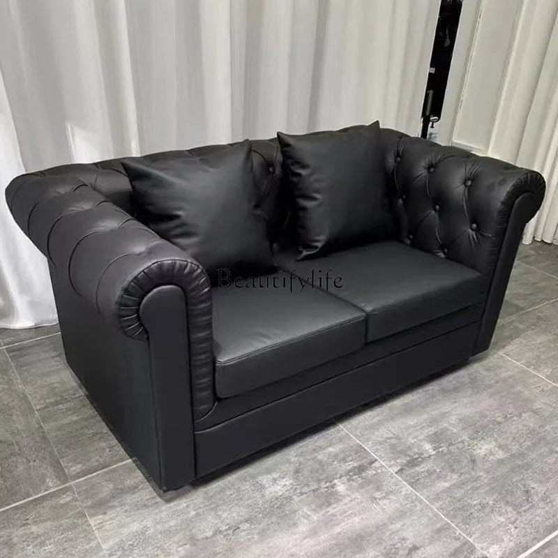 *Hair salon waiting chair Clothing store sitting area Stainless steel gold-plated sofa waiting area Long chair