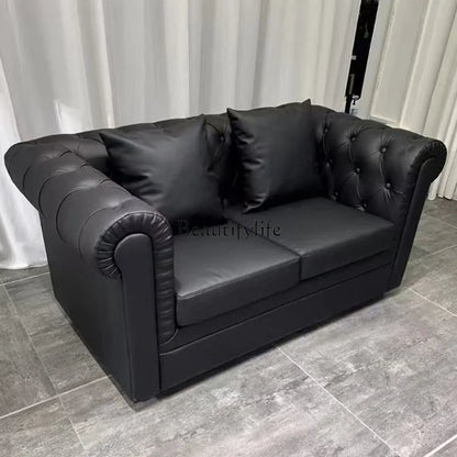 *Hair salon waiting chair Clothing store sitting area Stainless steel gold-plated sofa waiting area Long chair