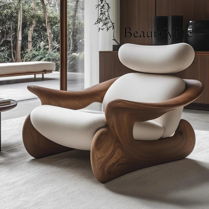 Solid wood art leisure chair designer soft decoration creative special-shaped reception chair  lazy chair