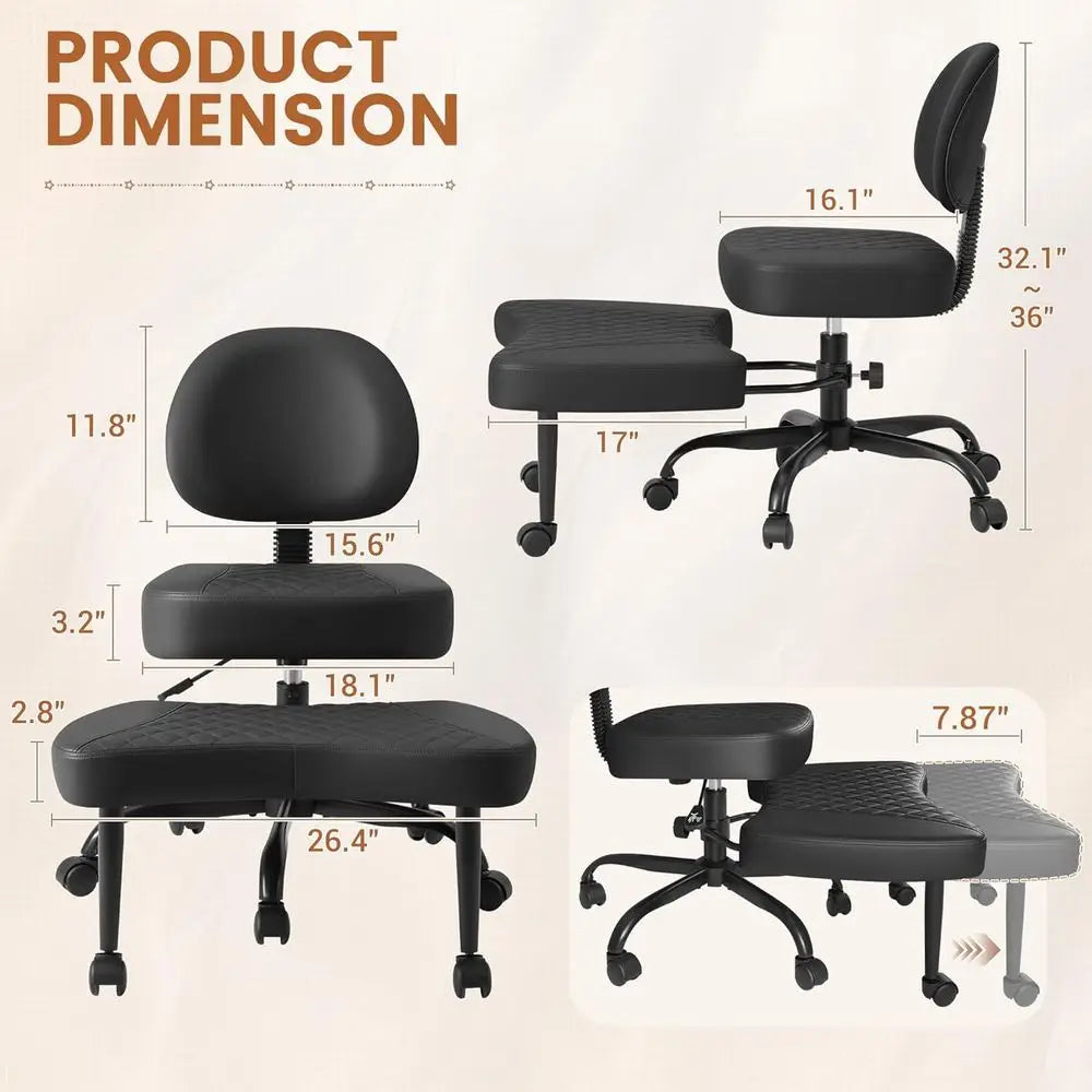 Cross Leg  Meditation with Wheels, ADHD  Height Adjustable Seat, Adjustable Footstool Chair Gaming Game