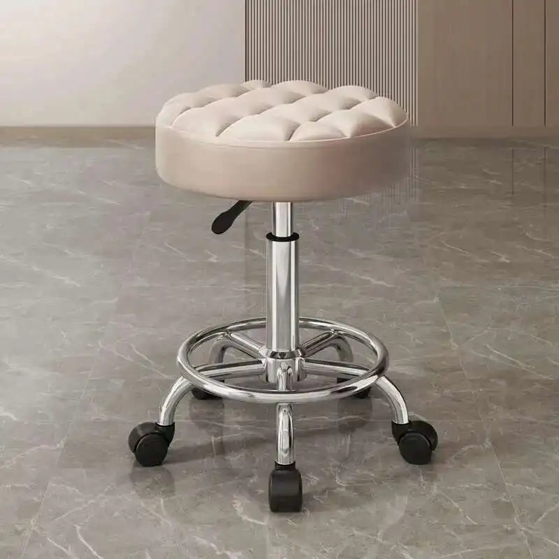Barber Nail Salon Chair Swivel Wheels Rotating Salon Hair Stylist Barbershop Equipment Furniture Professional Rolling Silla