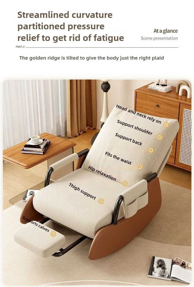 Reclining Lunch Break Folding Lazy Sofa Chair Adults Can Sit Reclining Office Nap Chair Balcony Household Rocking Chair
