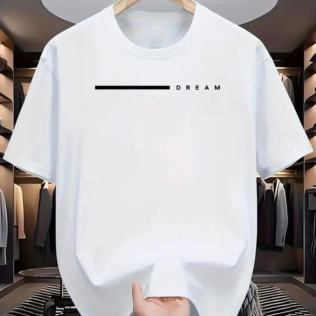 Men's summer 100 cotton fashionable casual loose plus size dream letter printed sports round neck short sleeved T-shirt top