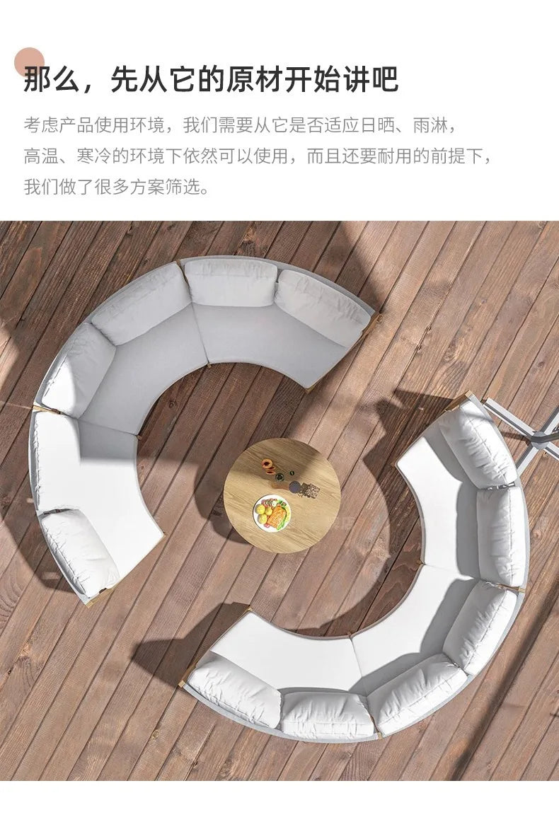 Outdoor sofa teak courtyard terrace leisure resort hotel outdoor deck rattan sofa garden furniture