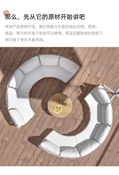 Outdoor sofa teak courtyard terrace leisure resort hotel outdoor deck rattan sofa garden furniture