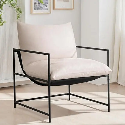 Sling Accent Chair with Metal Frame, Modern Armchair with Memory Foam Cushion, Comfy Lounge Chair for Living Room Bedroom Balcon