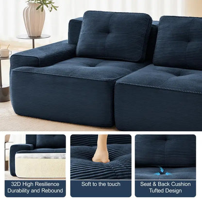 Cloud Modular Sectional Sofa with 2 Storage Ottomans 160.6" Down Filled Comfort U Shaped Sofa Minimalist Wide Deep Seat Couch