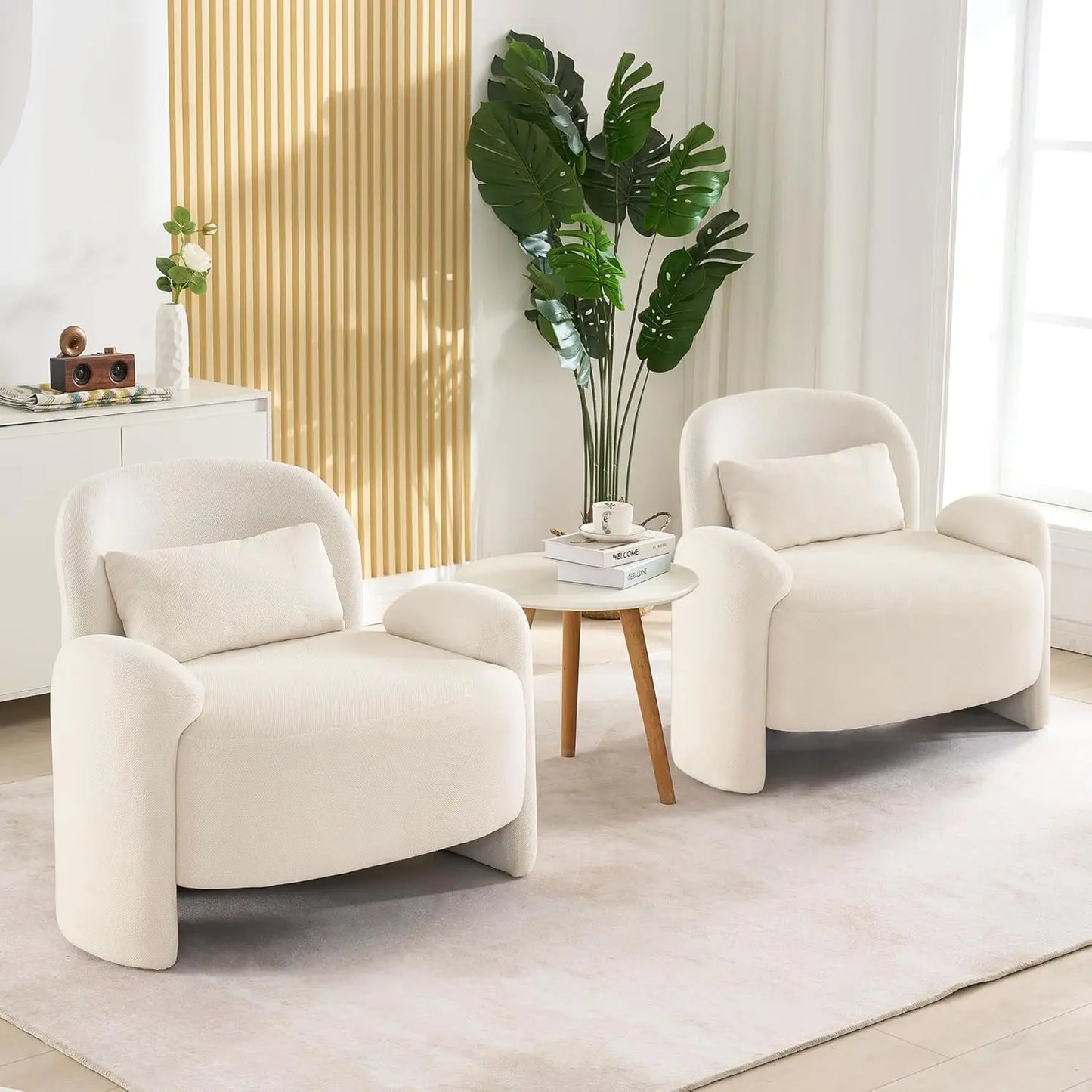 Oversized Accent Chair, Modern Linen Fabric Lounge Armchair for Living Room, Upholstered Comfy Reading Single Sofa, Customized