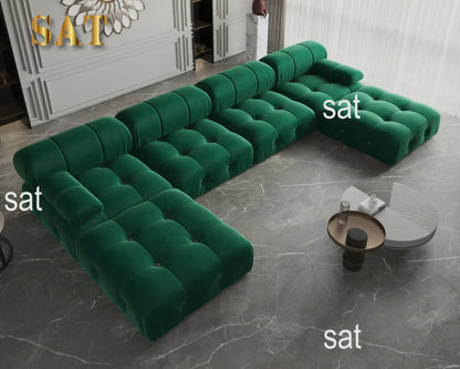 A For ATUNUS Popular Design Corner Modular Sectional Sofa Artistic High Fashion Velvet Fabric U Shape Couch For Hotel