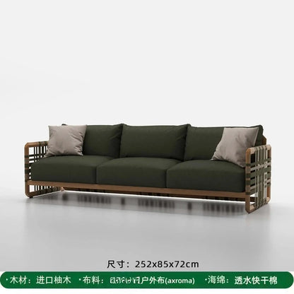 Outdoor solid wood sofa villa terrace rattan chair leisure combination furniture