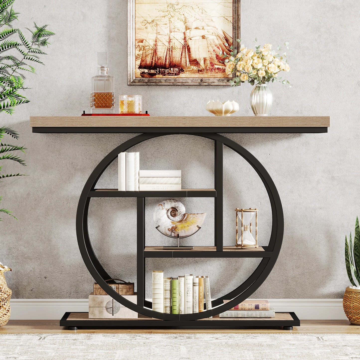 Console Table, 4-Tier Entryway Table, 41.3-Inch Industrial Sofa Table for Living Room, Foyer Hallway Table for Entrance