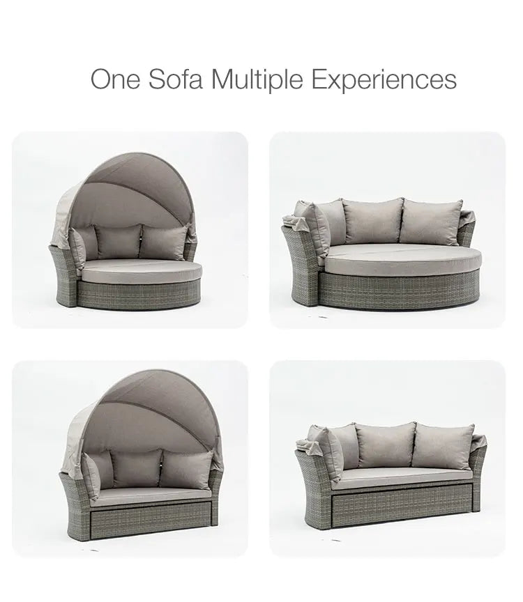 Outdoor round sofa round bed Furniture Garden sofa round bed Outdoor rattan comfortable bed