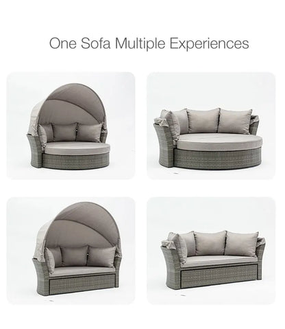 Outdoor round sofa round bed Furniture Garden sofa round bed Outdoor rattan comfortable bed