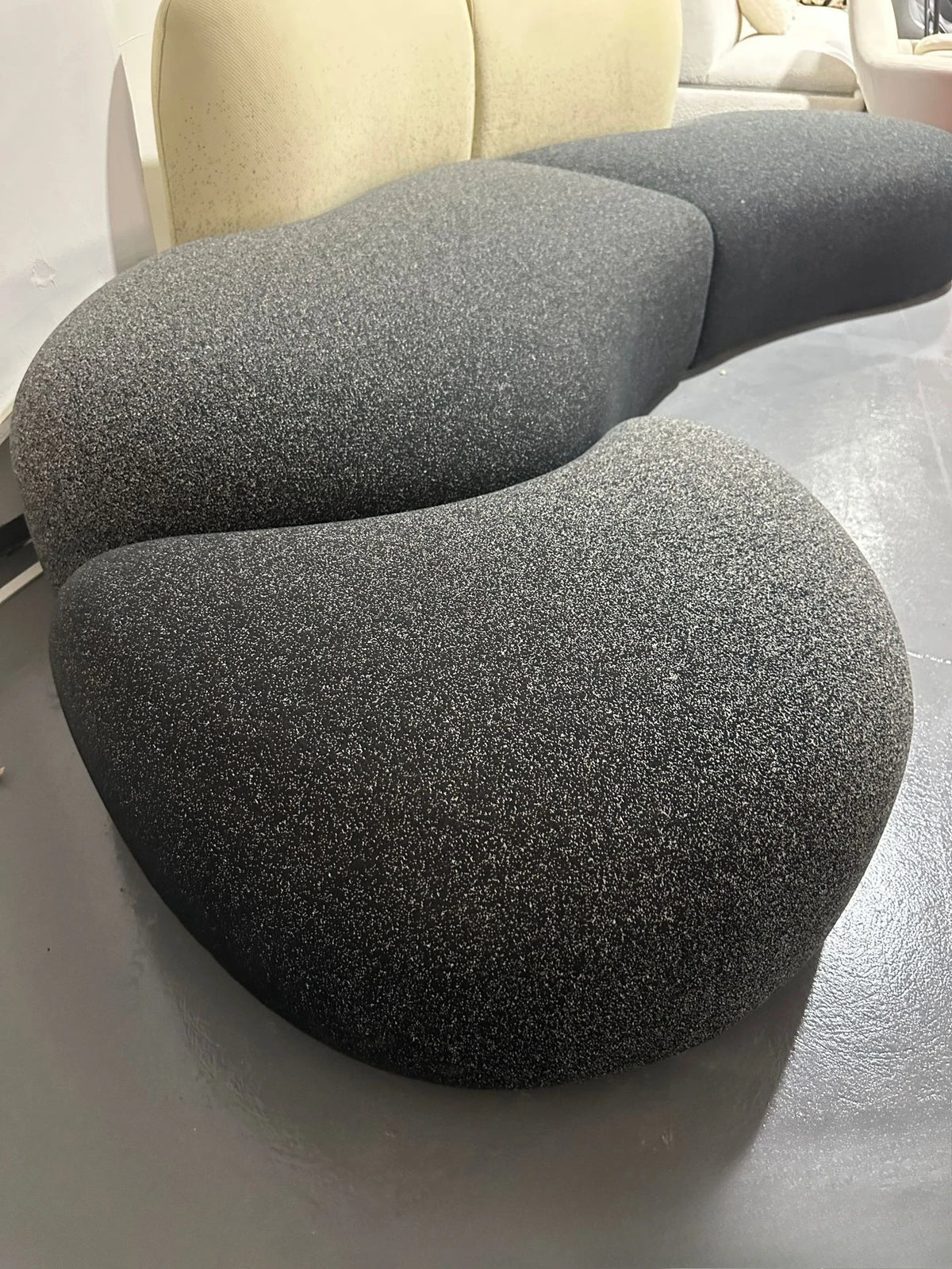 Italian minimalist sofa small apartment light luxury curved sofa moon arc cashew cream style fabric