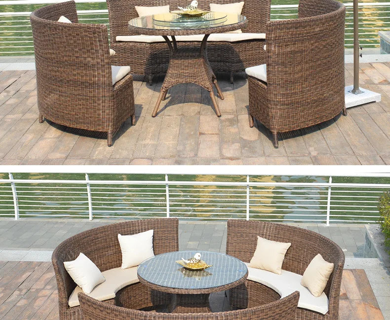 Outdoor rattan chair three-piece balcony leisure rattan table and chair creative rattan chair combination courtyard garden