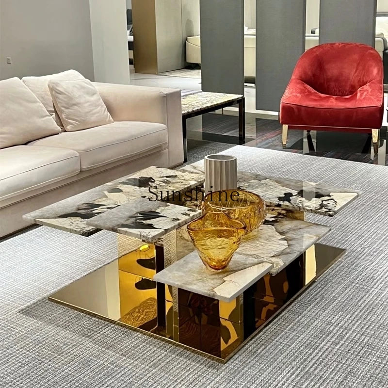 Italian light luxury stone square high-end customized coffee table