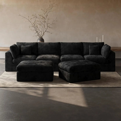 148” Cloud Sectional Couches for Living Room, Modular U Shaped Sofa with Ottoman, Deep Seat Chenille Sectional for, Customized