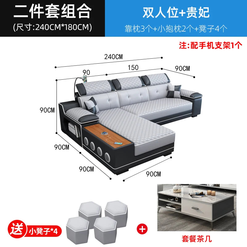 New multi-functional sofa simple modern living room large corner removable and washable technology cloth sofa combination furnit