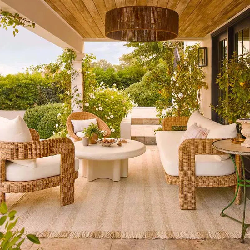Outdoor courtyard garden, leisure rattan sofa, rattan chair combination, outdoor balcony, waterproof and sunscreen furniture