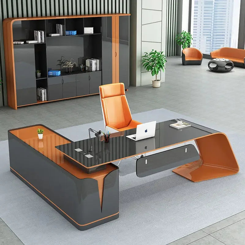 Executive Light Luxury Office Desk in Stock Designer Storage Organizer Computer Desks L Shaped Quality Escritorio Furniture