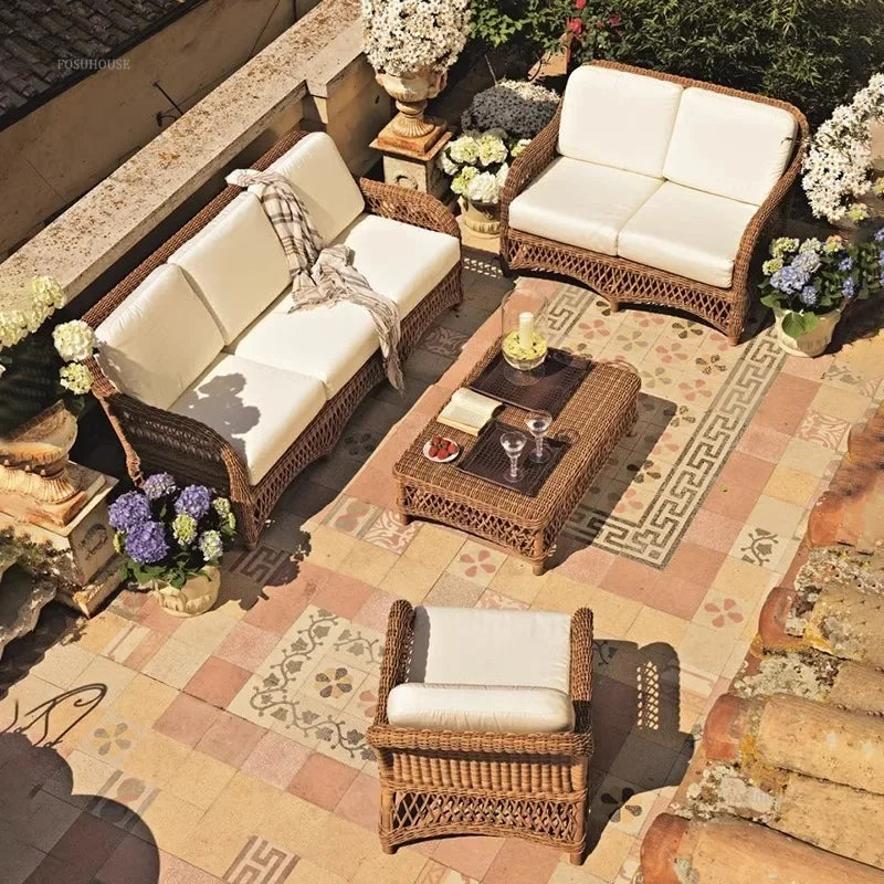 Outdoor PE Rattan Garden Chairs Balcony Courtyard Garden Waterproof Sofa Chairs Outdoor Terrace Leisure Chair Outdoor Furniture