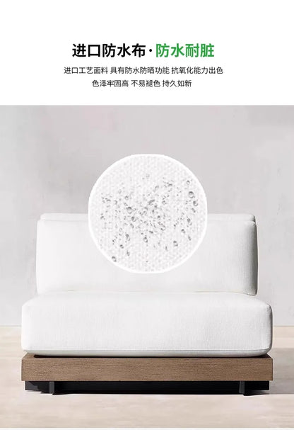 Outdoor Sofa Solid Wood Teak Rain proof and Sunscreen Courtyard Villa Outdoor Balcony Garden Soft Decoration Furniture