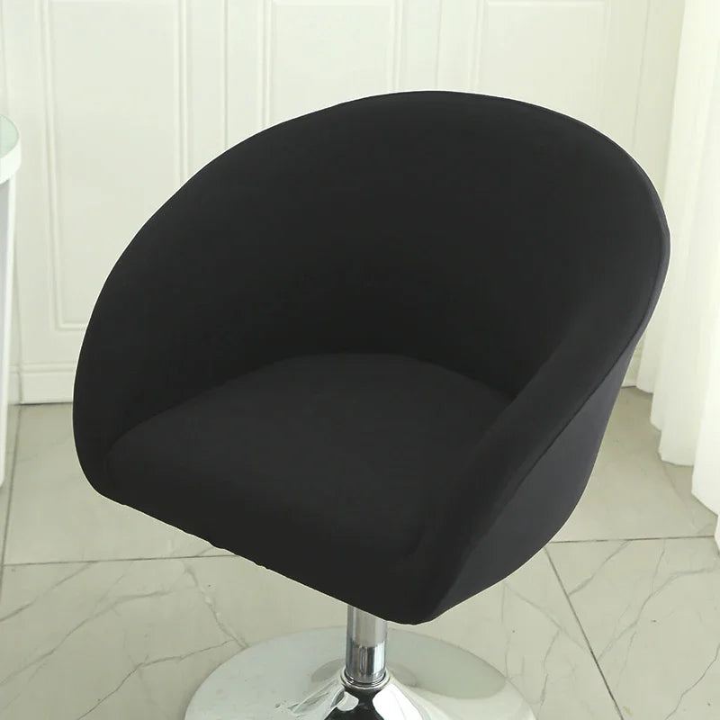 Elastic Bar Low Back Chair Cover Semi-Circular Print Elastic Living Room Bedroom Restaurant Hotel Dining Dustproof Chair Cover