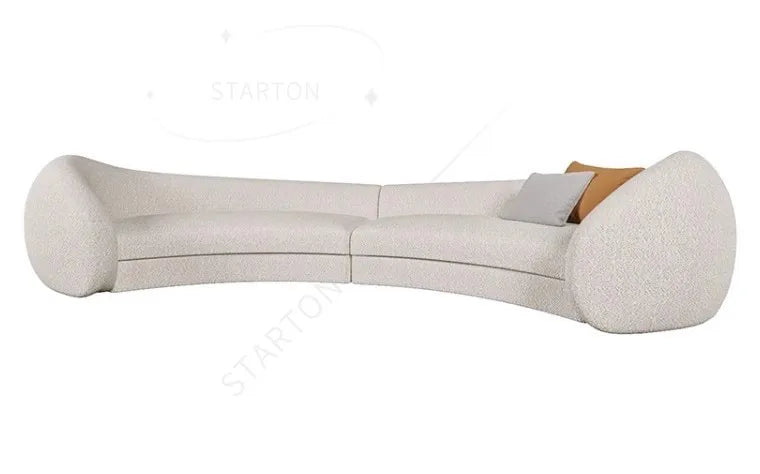 MODULAR Designer Curve Sofa Set Teddy Fabric Reclining Rectangle Couch for Hotel Lobby Living Room Furniture
