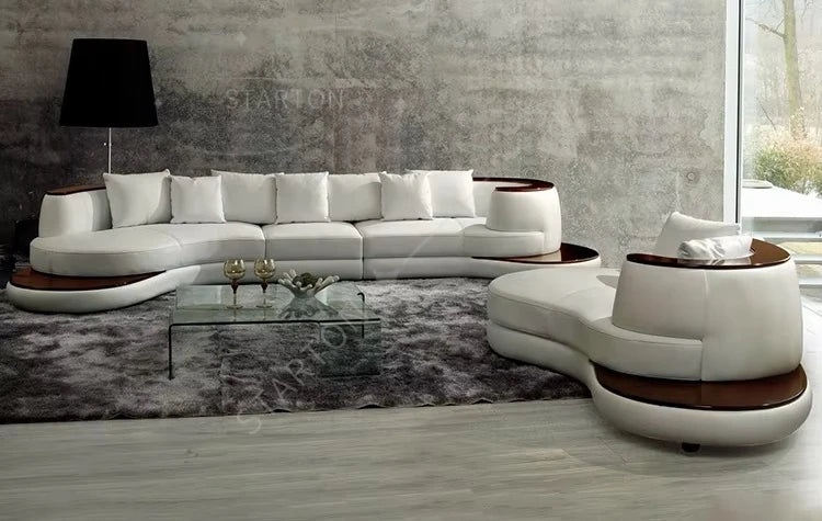 Modern Simple Design Corner Leather Sofa Set for Drawing Room Hot Sale Genuine Leather Furniture for Apartment Use