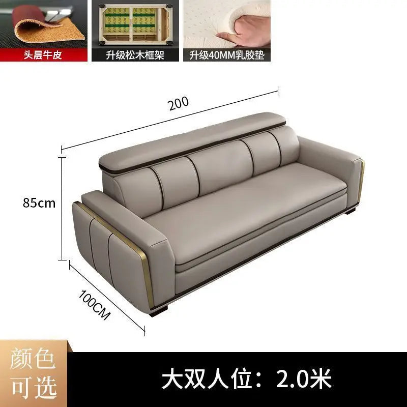Luxury First-Layer Sofa Classic Light Living Room Size Princess Apartment Straight Row Home Combination