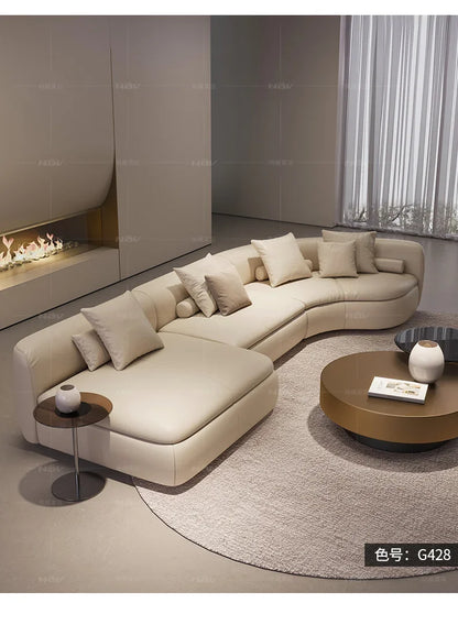 20031A Curved Leather Sofa First Layer Cowhide Semicircle Living Room Italian Modern Simple High-End Elegant