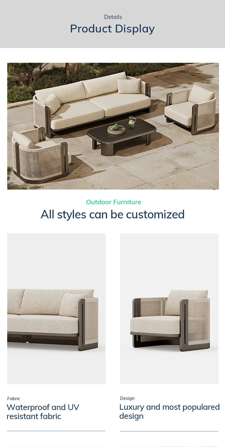 Modern Villa Garden Set Luxury Hotel Rope Outdoor Sofa Set