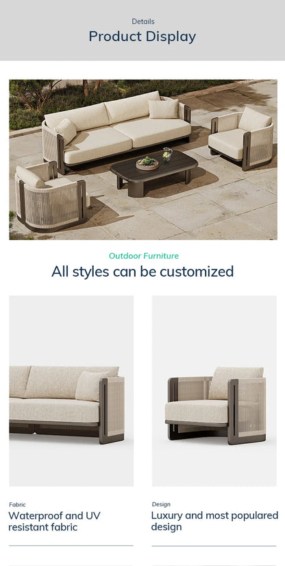 Modern Villa Garden Set Luxury Hotel Rope Outdoor Sofa Set