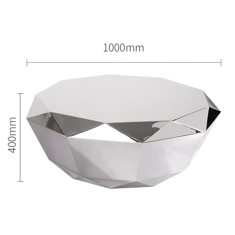 Modern Living Room Furniture Luxury Gold/silver Stainless Steel Coffee Table Mirrored Creative Diamond Shape Coffee Table Design