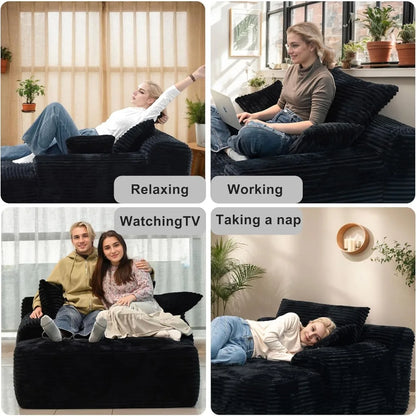 67'' Boneless Chaise Lounge Chair Indoor,Cloud Sofa Couch Bed,Sleeper Chair for Living Room Bedroom, Oversized Corduroy Couchs w
