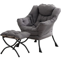 lazy chair with ottoman, modern large accent lounge chair, leisure sofa armchair with ottoman, reading chair with footrest for