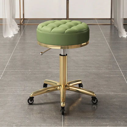 High Quality Salon Furniture 360 Degree Rolling Adjustable Hairdressing Chair with Wheels Gold Salon Stool