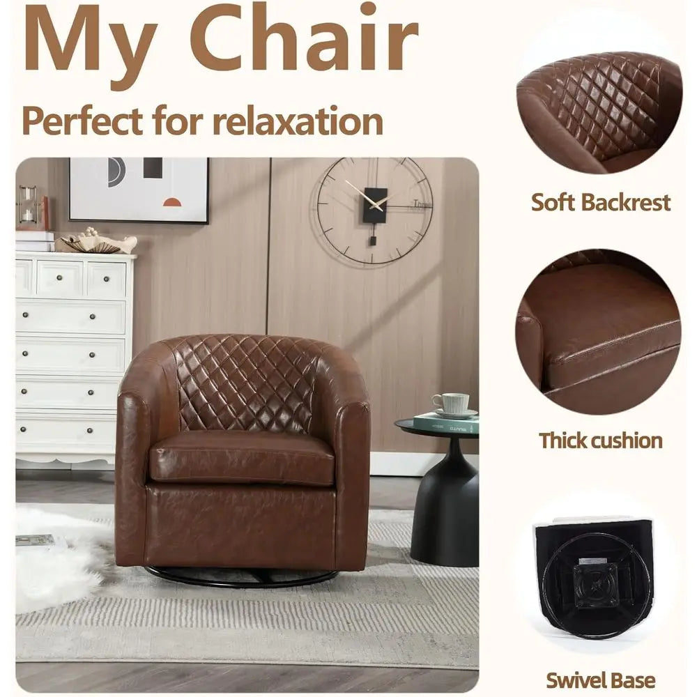 Contemporary Swivel Chair with 360° Spin and Armrests: Perfect for Living Spaces, Bedrooms, and Reading Nooks