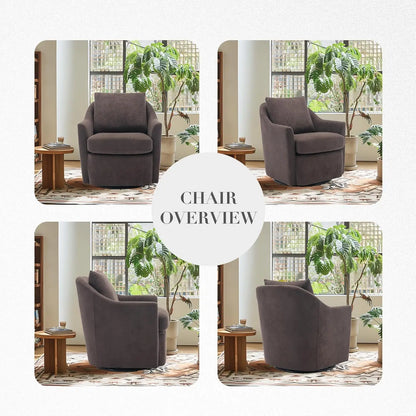 Swivel Accent Chair, Living Room Chair Upholstered 360° Swivel Chair Modern Reading Armchair for Bedroom/Office/Nursery,